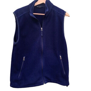 Lands End Medium blue fleece vest, pit to pit 22", length 25"